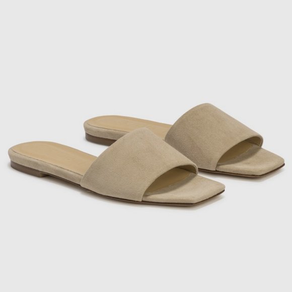 Aeyde Shoes - Aeyde Ana Suede Slide in Tan Latte, 39 (8.5 fit)